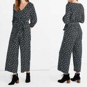 Madewell blue floral jumpsuit